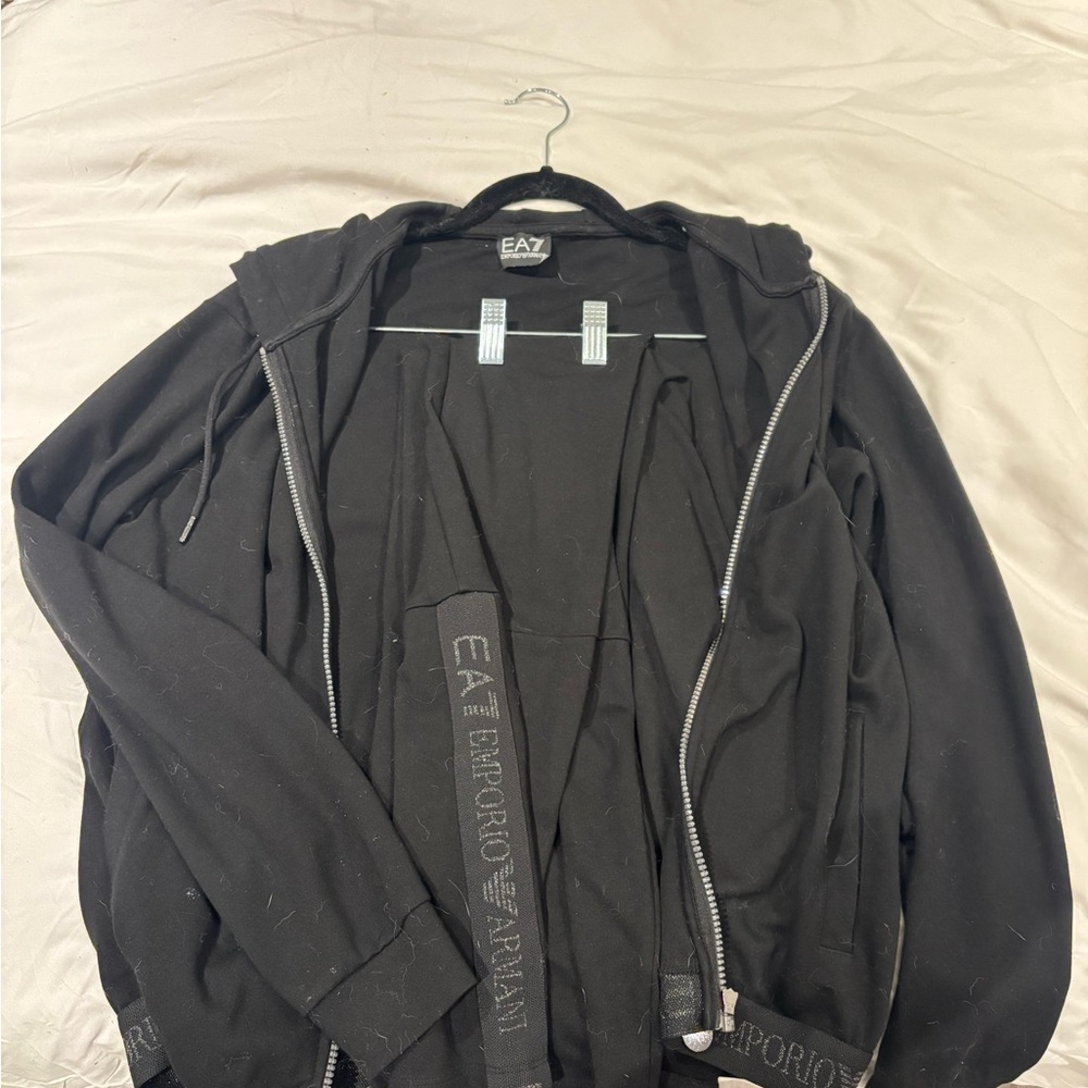 EA7 Black Zip-Up Hoodie and Sweatpants